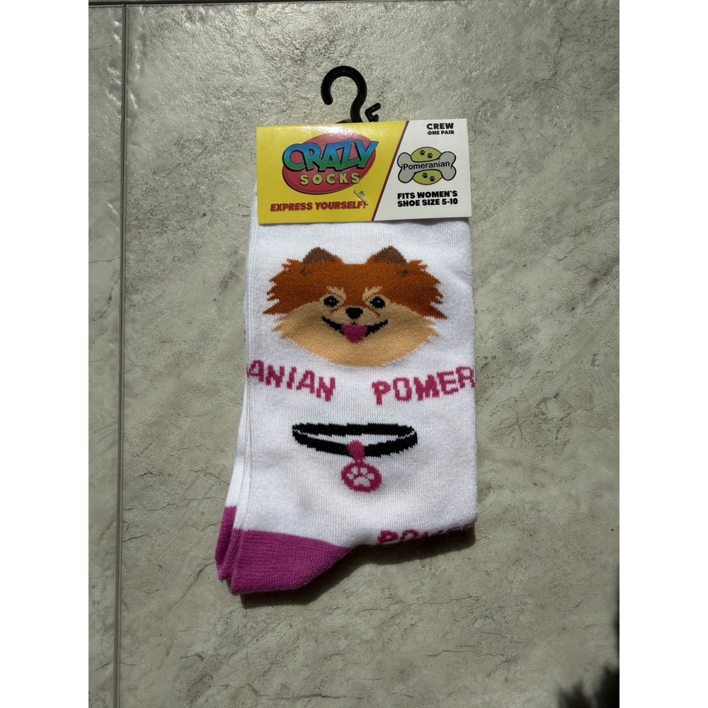Crazy Socks Pomeranian Dog Women's Shoe Size 5-10